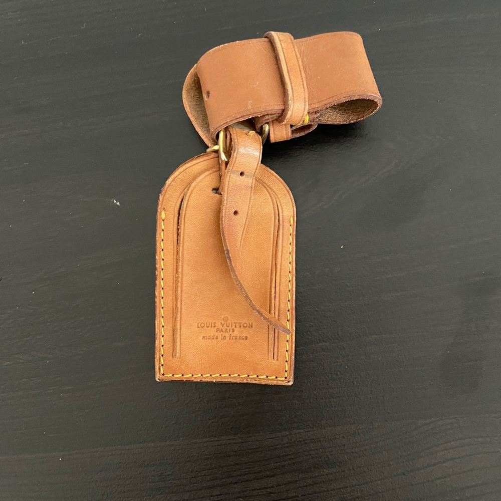 Louis Vuitton luggage tag and poignet poignier set vachetta leather